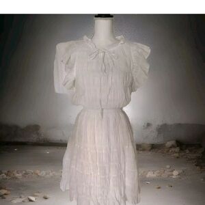New Max Studio White Ruffled Mini Dress